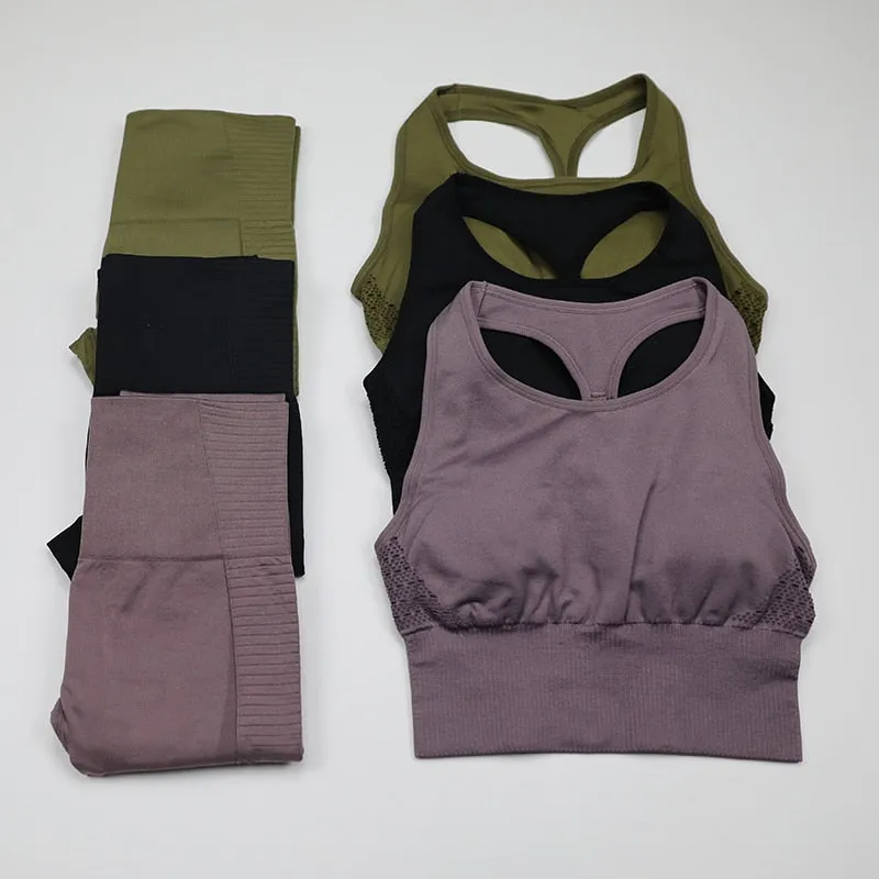 2 Piece Yoga Set Sexy Longline Sports Bra High Waist Energy Seamless Leggings Women Fitness Sport Suit Gym Set Workout Clothes