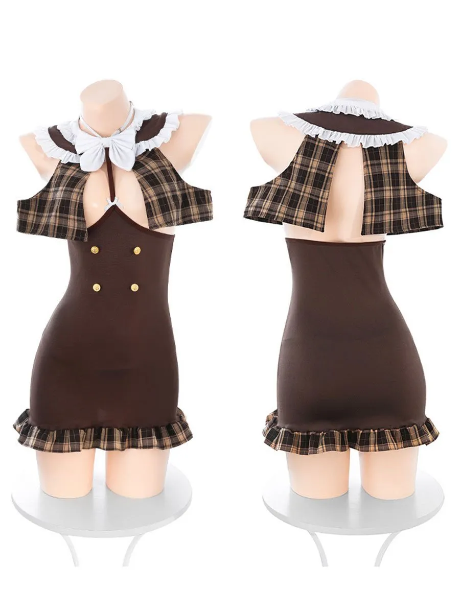 Brown Plaid Cupless Bodycon Dress