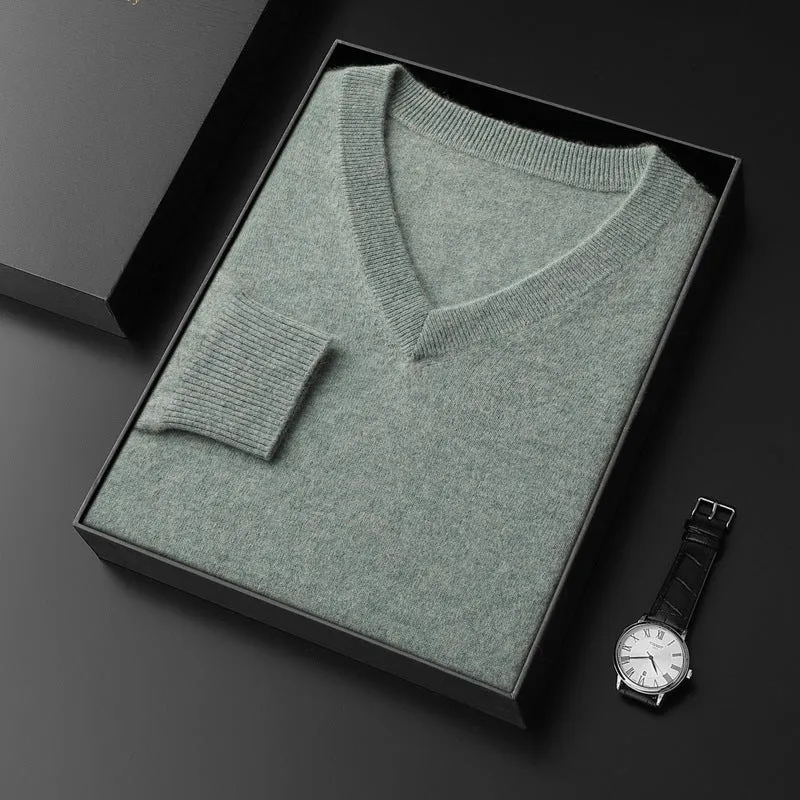 Cashmere Sweater Men's V-neck Loose