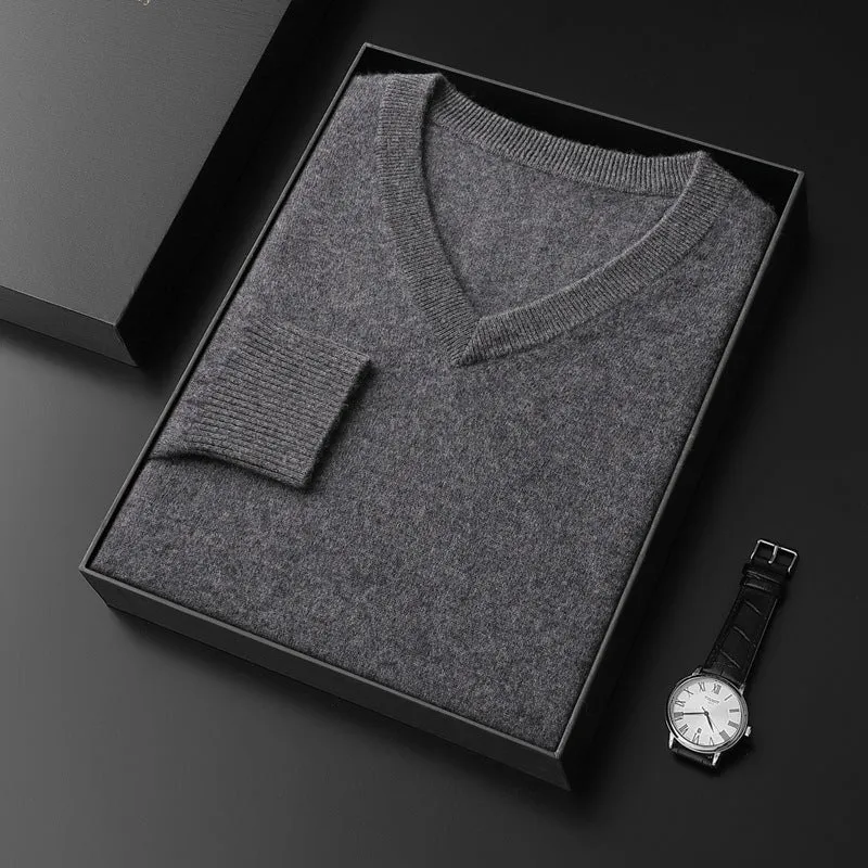 Cashmere Sweater Men's V-neck Loose