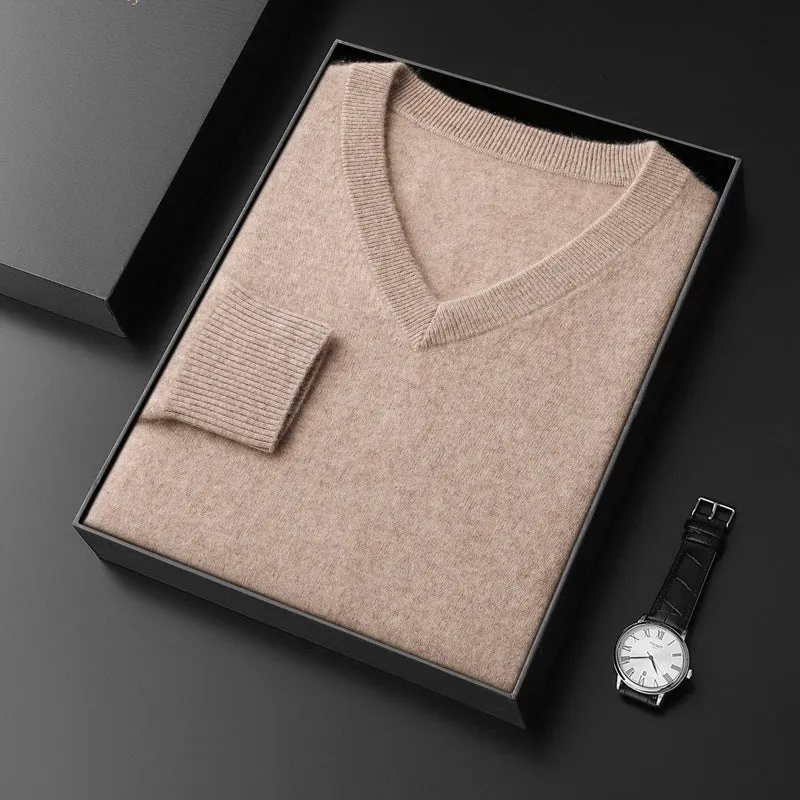 Cashmere Sweater Men's V-neck Loose