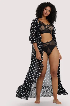 Chiffon Polka Dot Black Robe