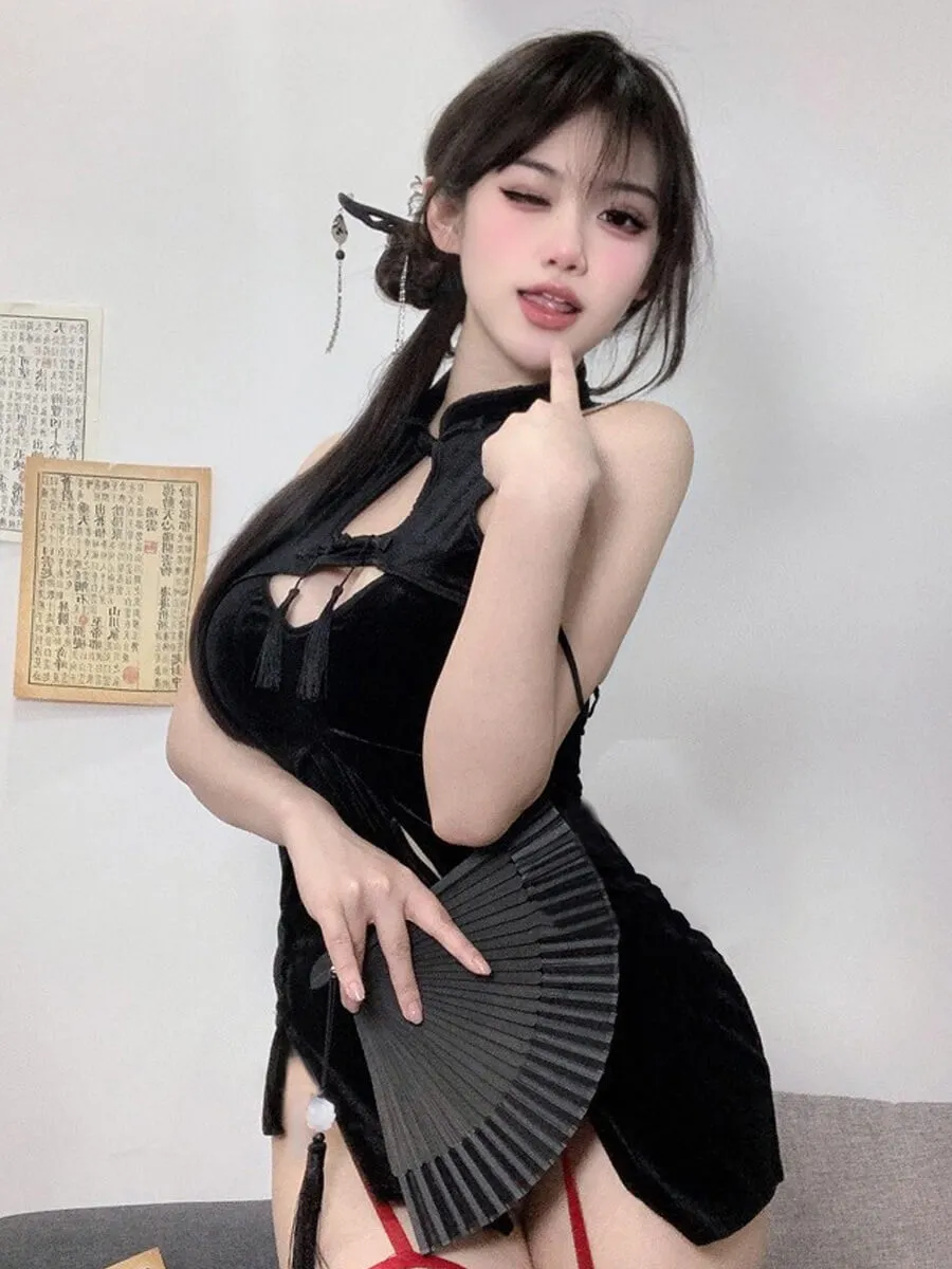 Chinese High Slit Mini Dress