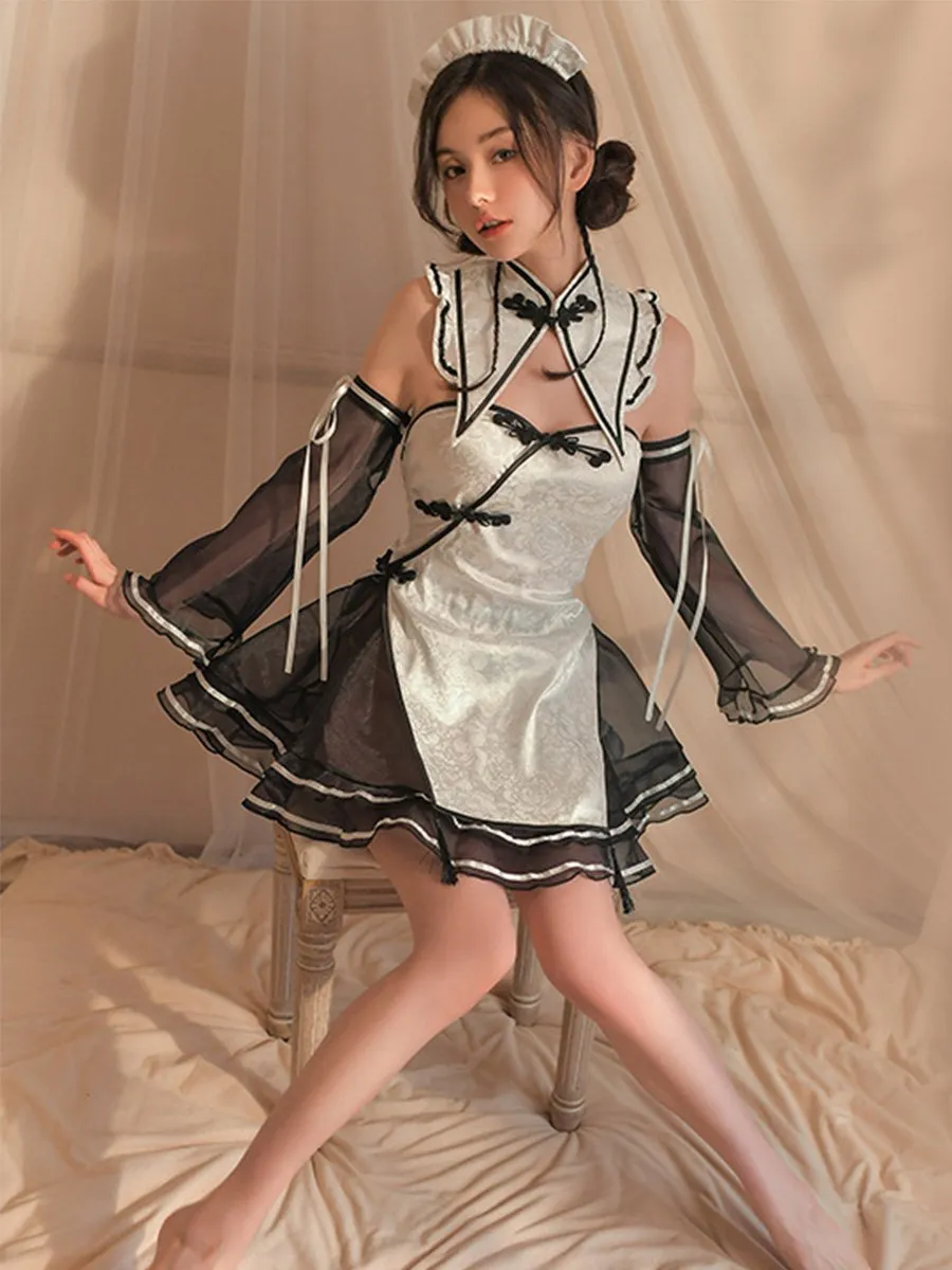 Chinese Jacquard Qipao Dress w/ Skirt