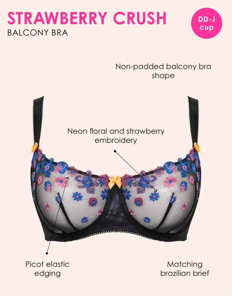 Curvy Kate Strawberry Crush Balcony Bra Black Multi