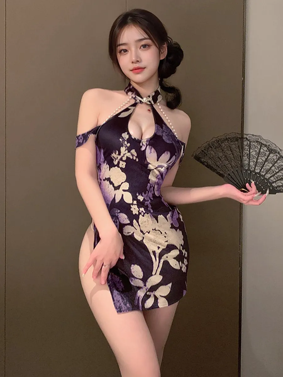 Draping Pearl Chinese Lingerie Dress