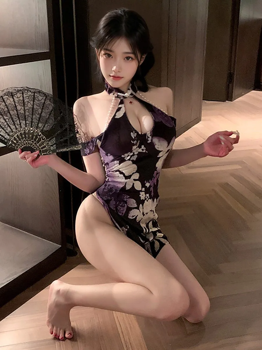 Draping Pearl Chinese Lingerie Dress