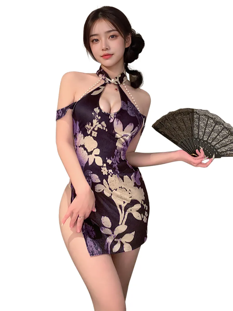 Draping Pearl Chinese Lingerie Dress