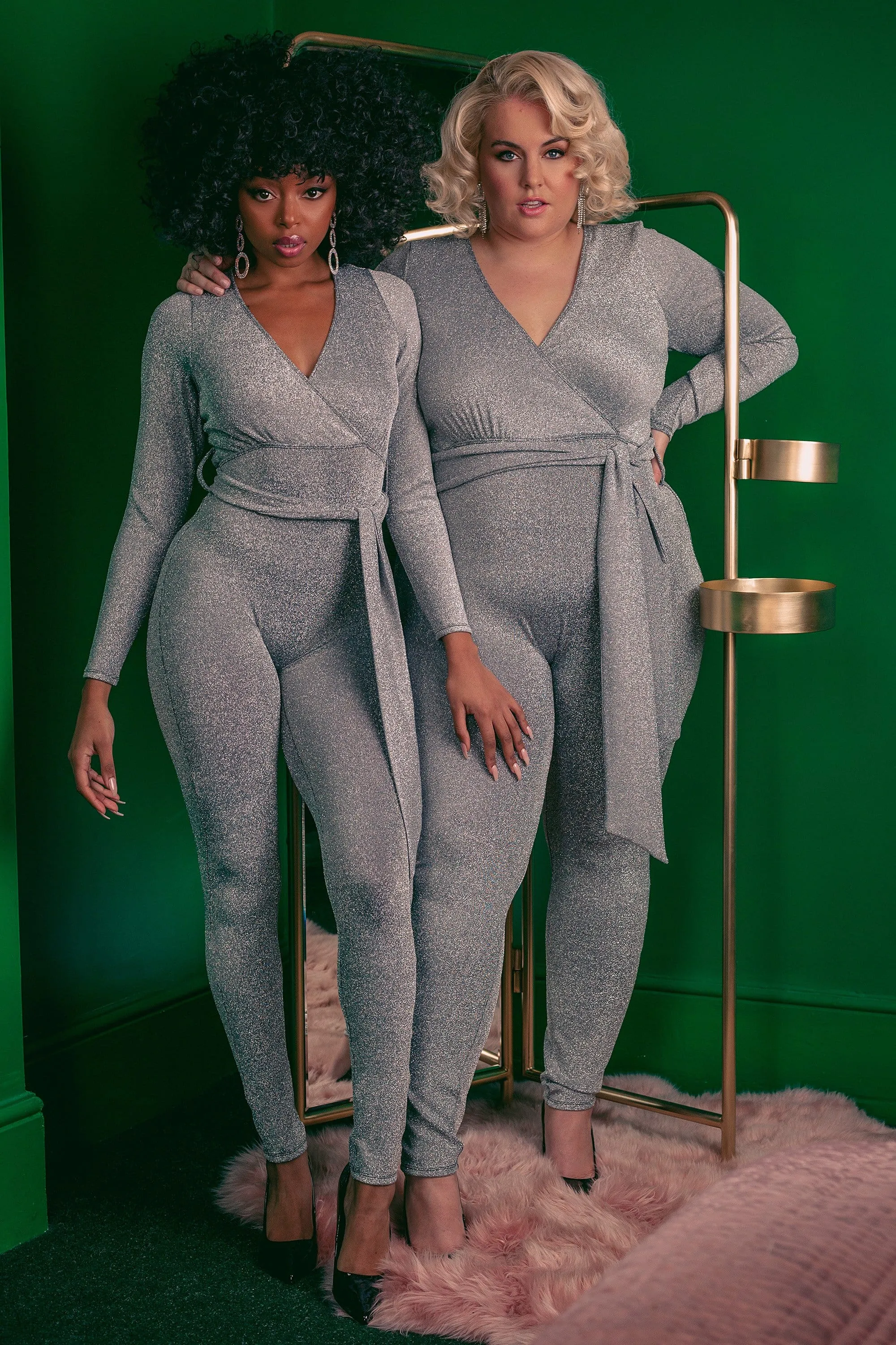 Farouz Silver Disco Jumpsuit