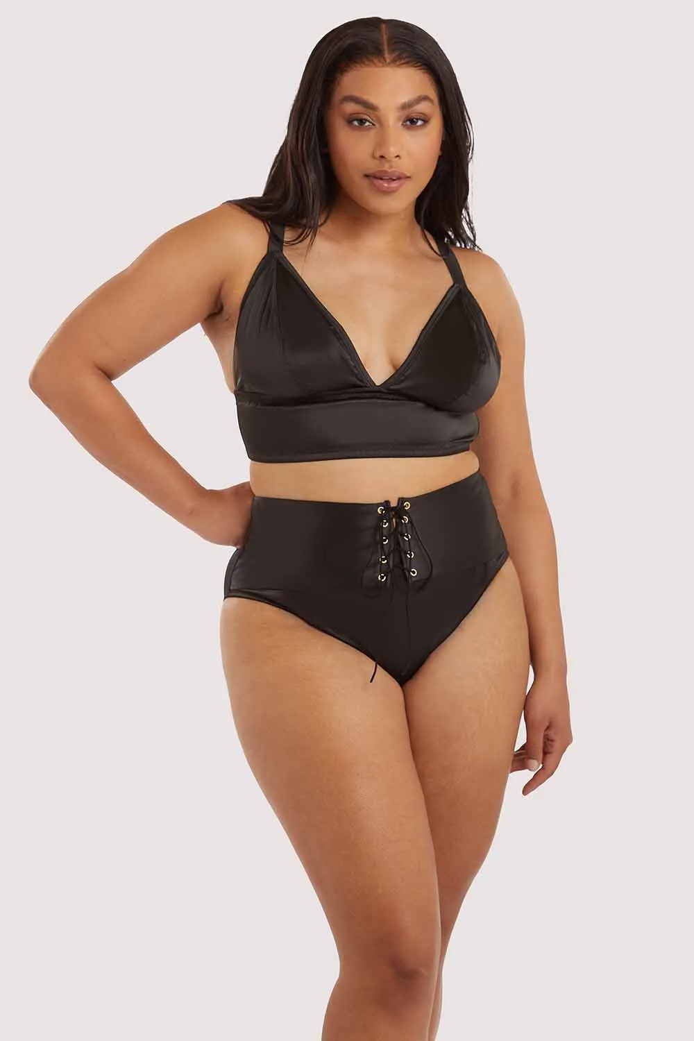 Gabi Fresh Eagan Black Satin High Waist Knicker