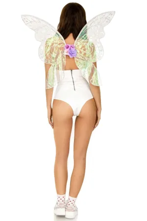 Iridescent Glitter Fairy Wings With Flower Accent