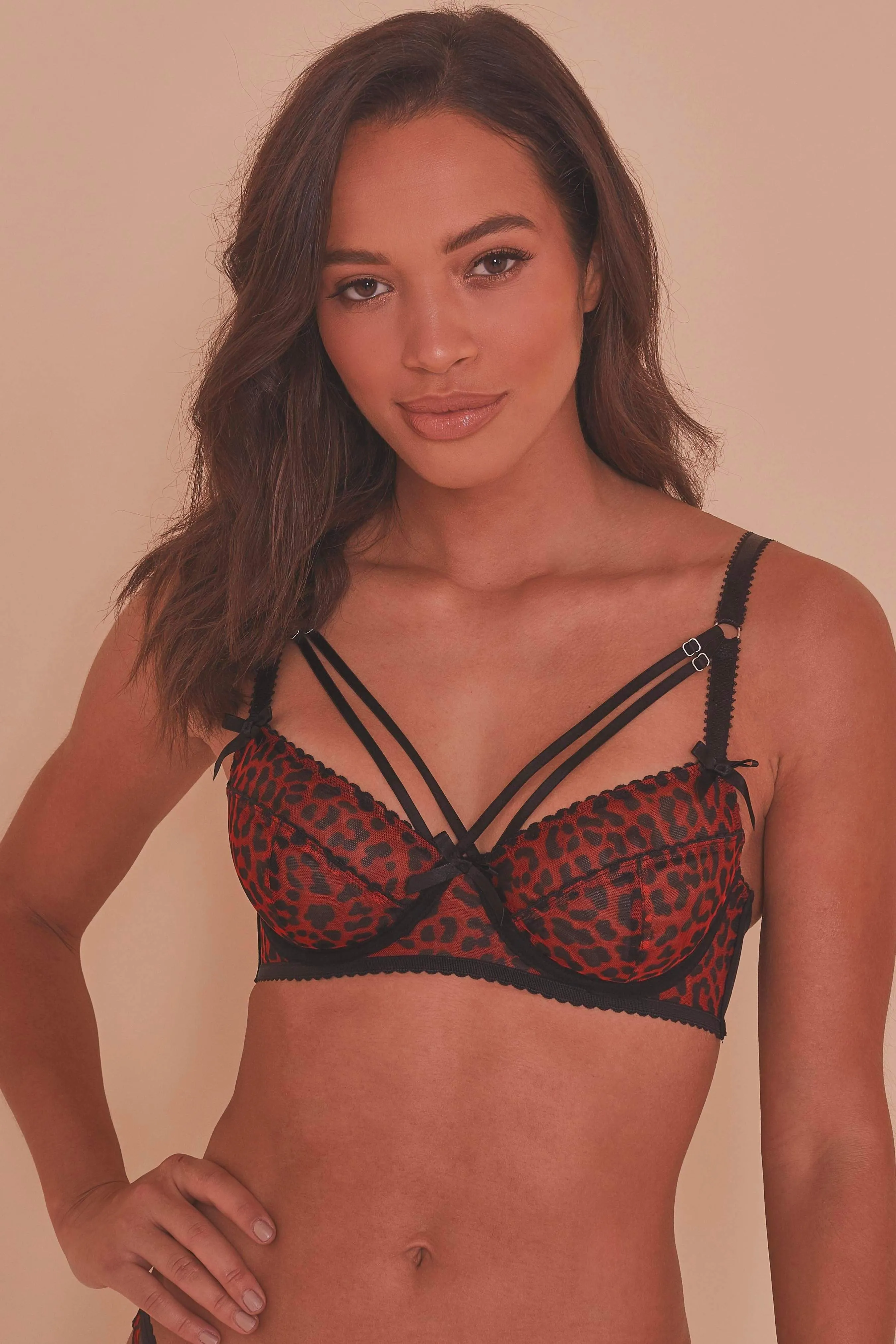 Josie Leopard Mesh Picot Non Padded Bra