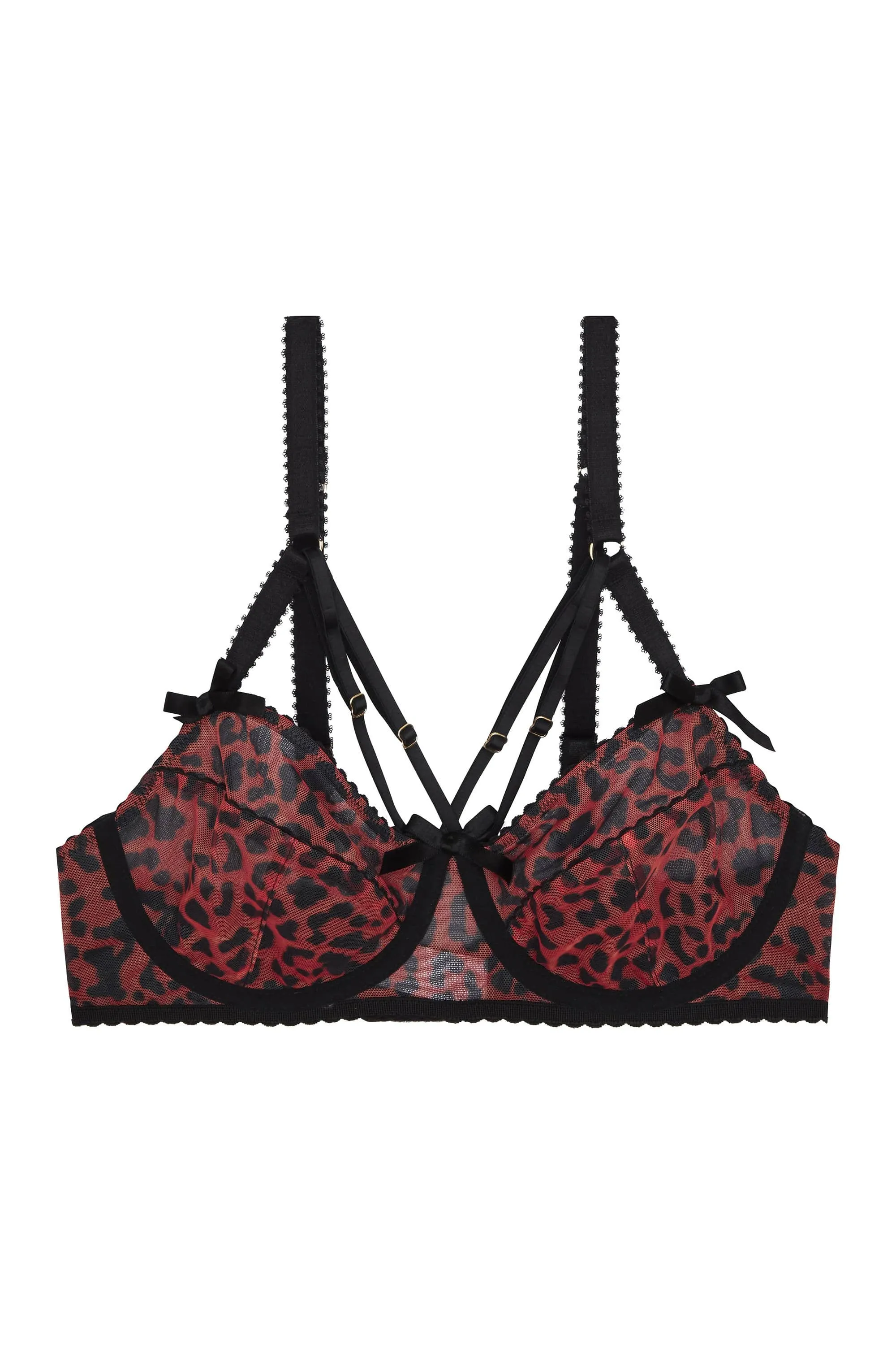 Josie Leopard Mesh Picot Non Padded Bra