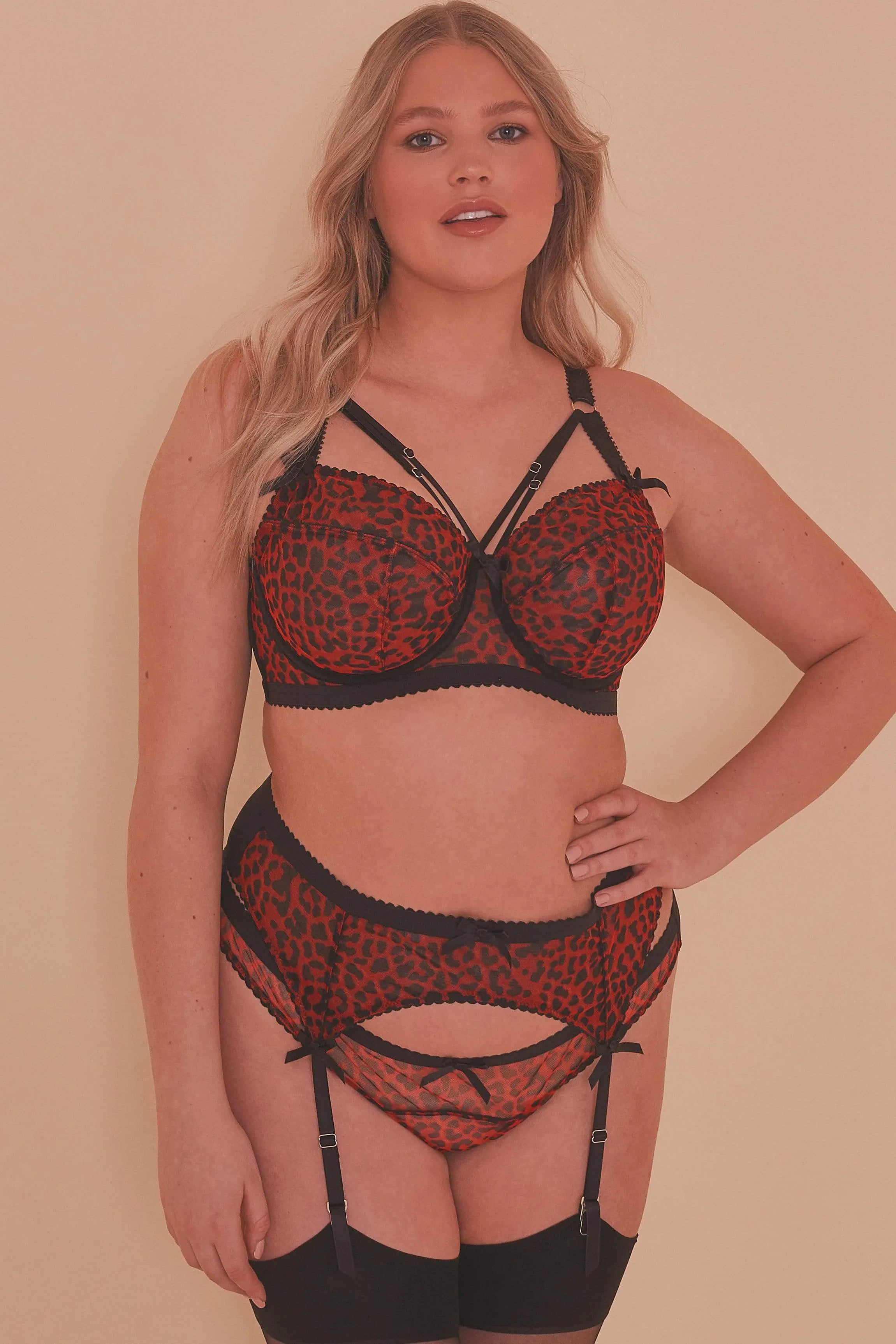 Josie Leopard Mesh Picot Non Padded Bra