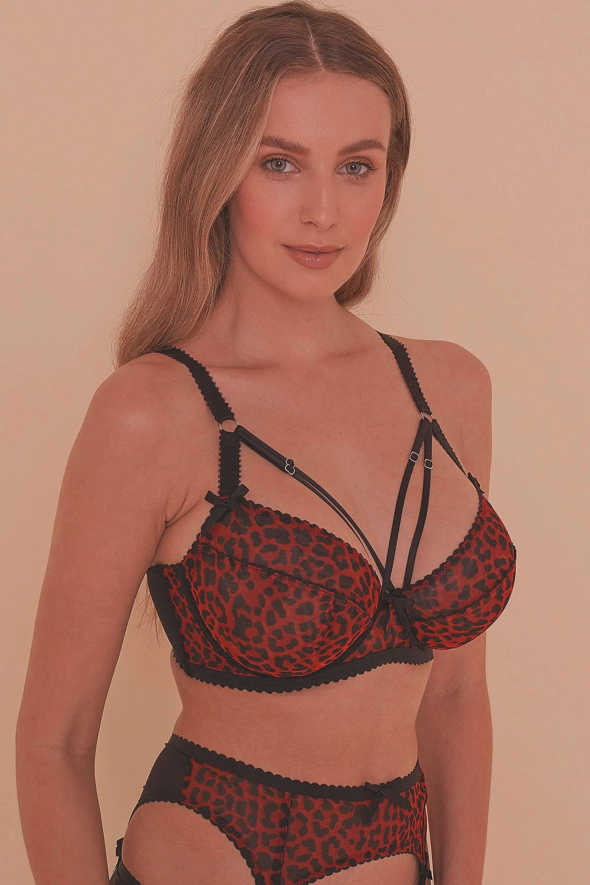 Josie Leopard Mesh Picot Non Padded Bra