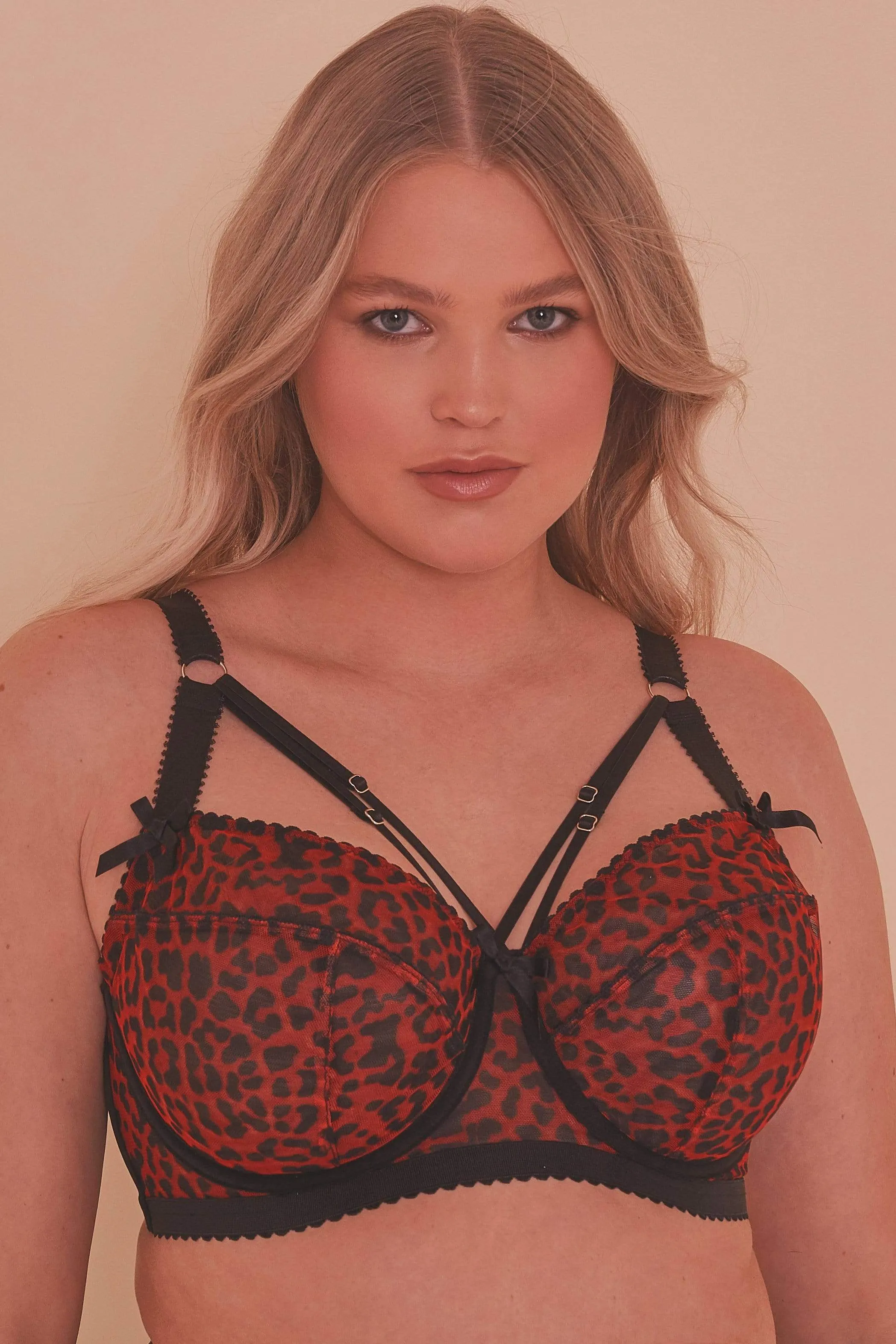 Josie Leopard Mesh Picot Non Padded Bra