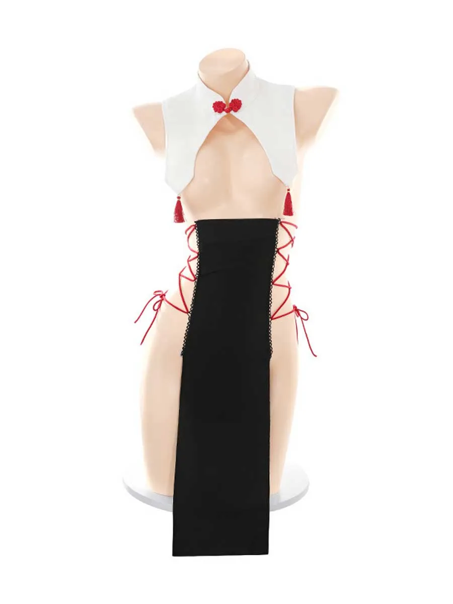 Lace Up Cupless Cheongsam Outfit