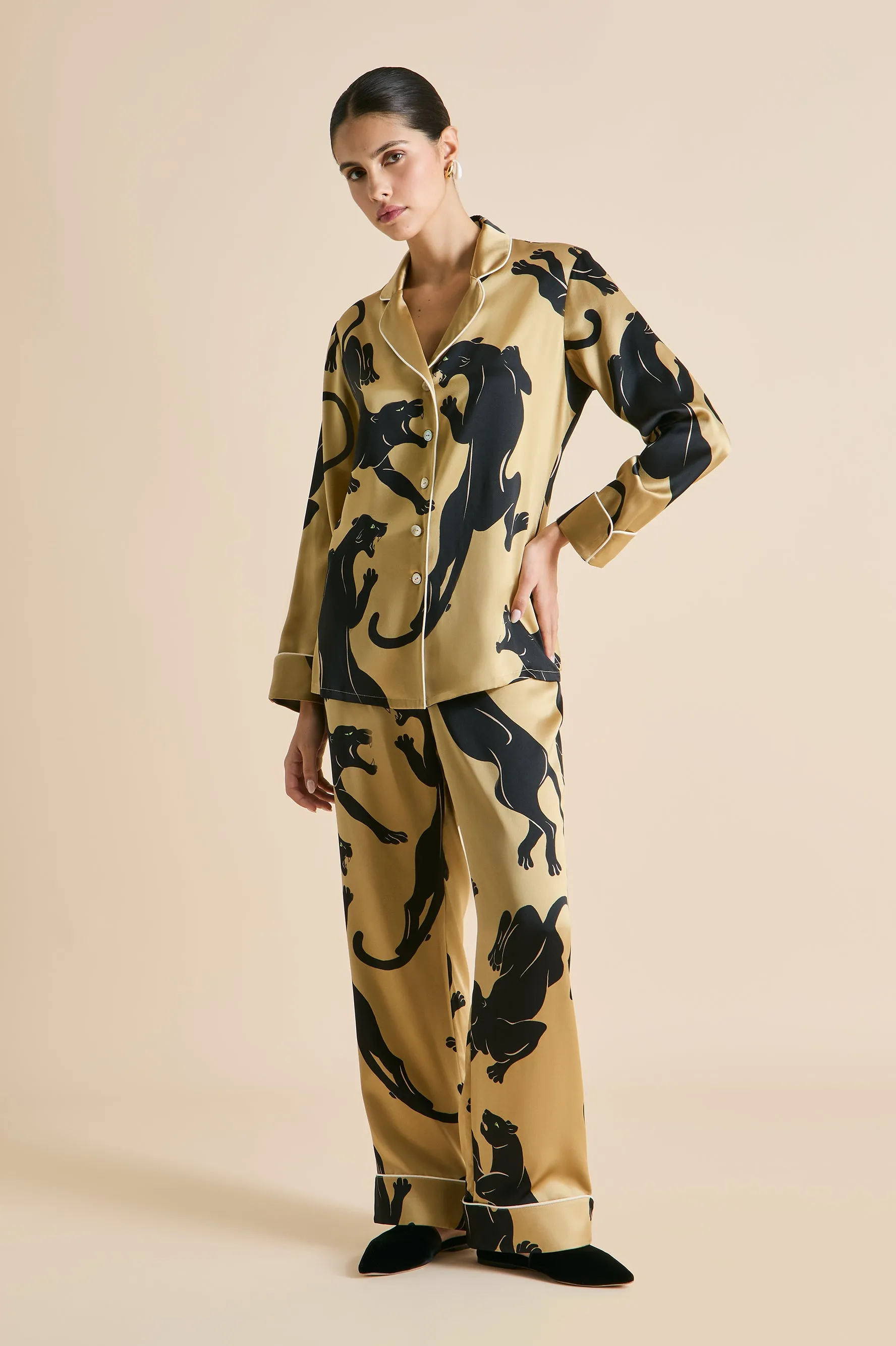 Lila Perriand Gold Panther Pajamas