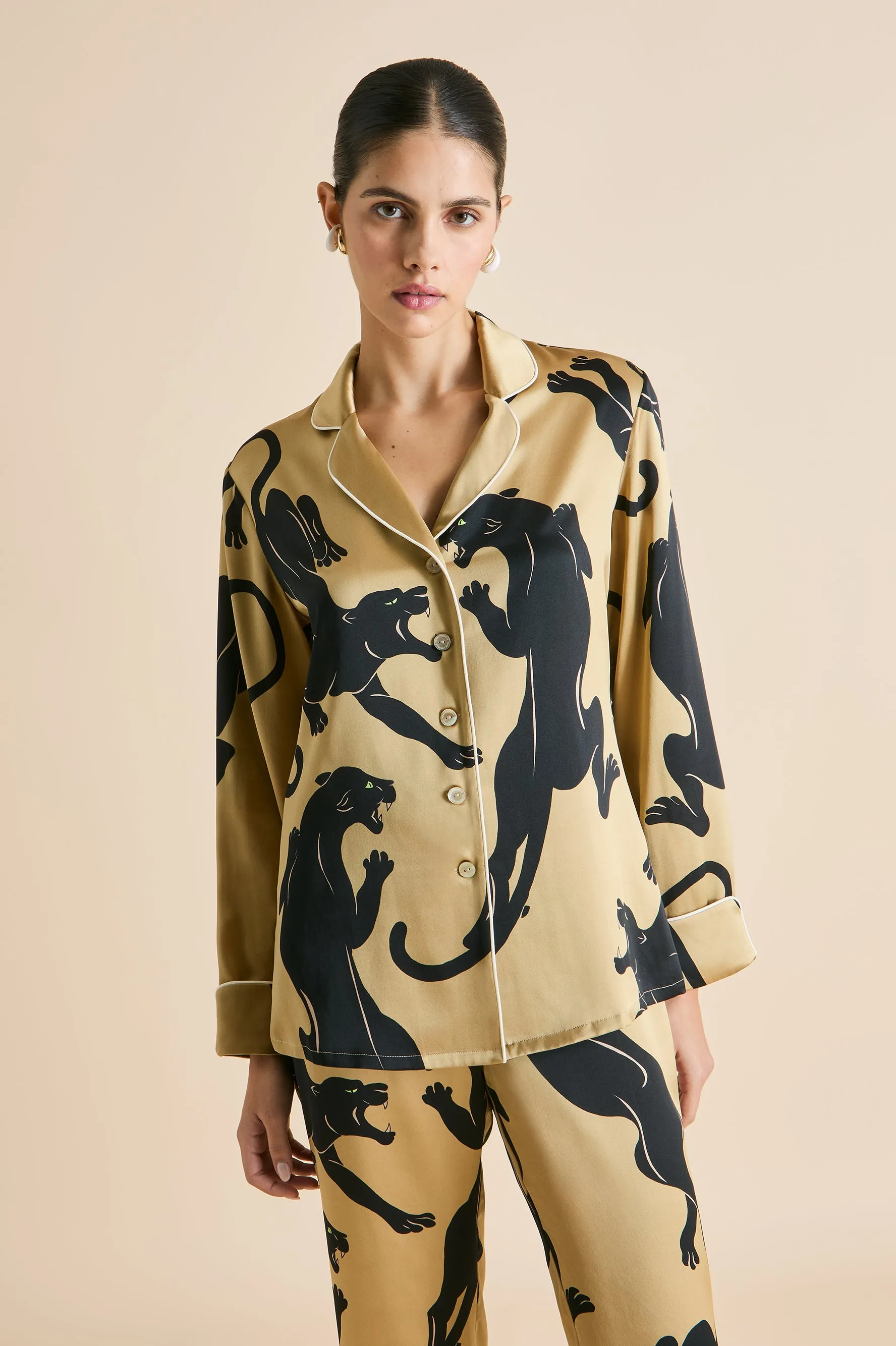 Lila Perriand Gold Panther Pajamas