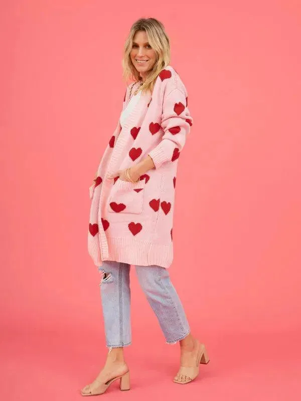 Lovey Knitted Mid-Length Cardigan Sweater