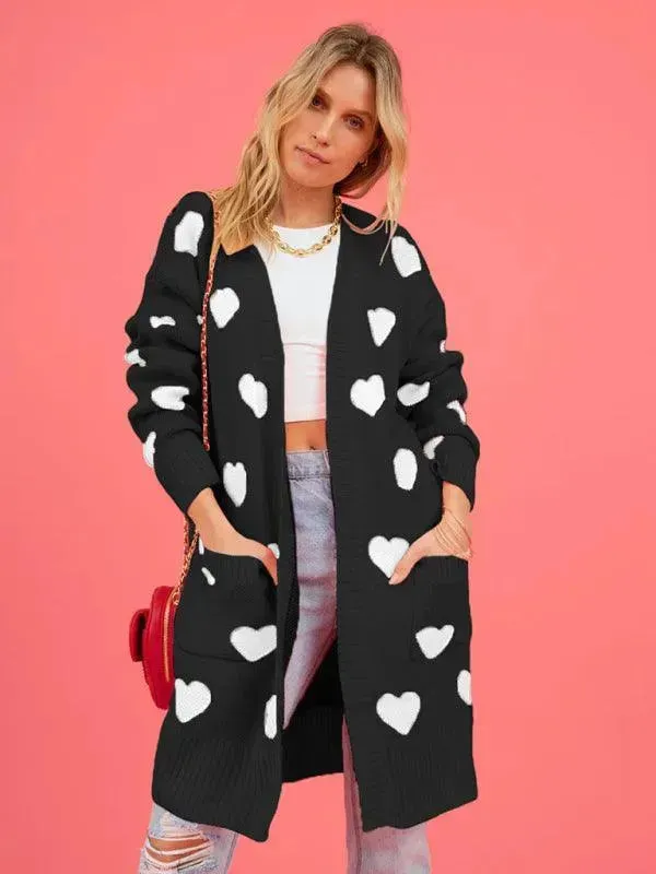 Lovey Knitted Mid-Length Cardigan Sweater