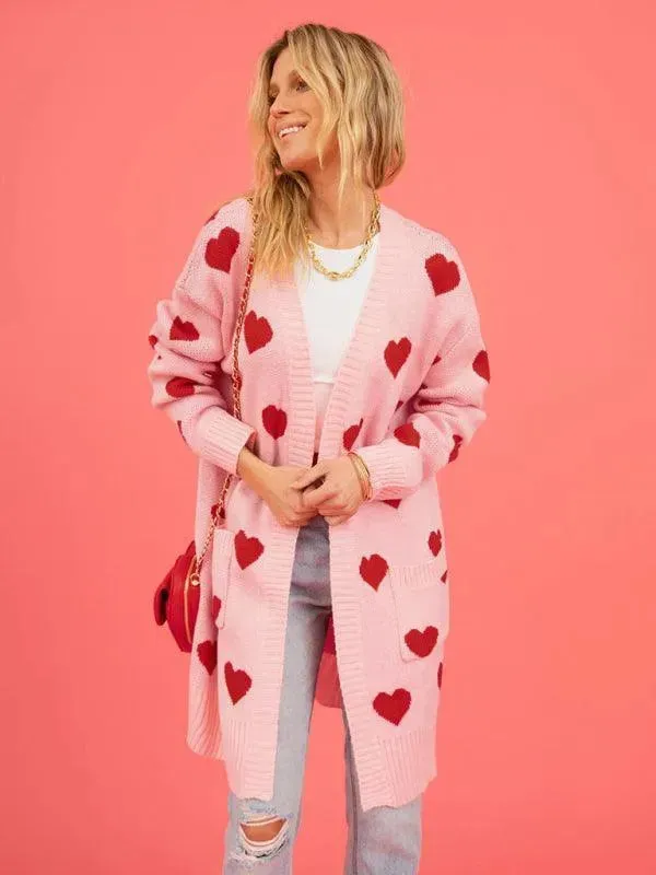 Lovey Knitted Mid-Length Cardigan Sweater