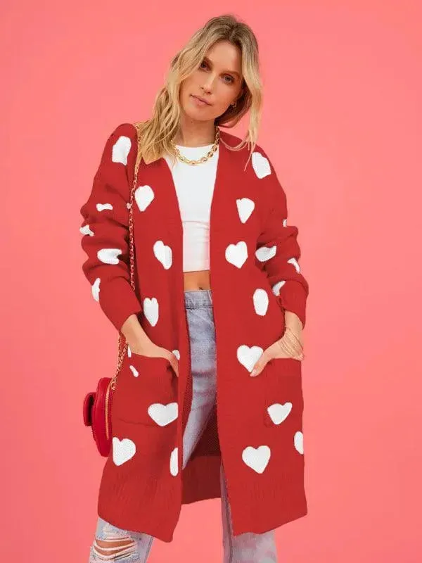 Lovey Knitted Mid-Length Cardigan Sweater