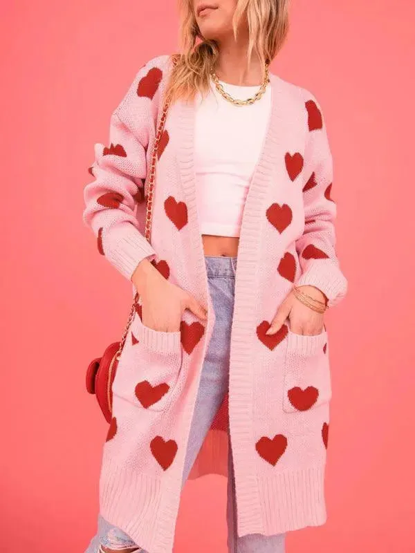 Lovey Knitted Mid-Length Cardigan Sweater