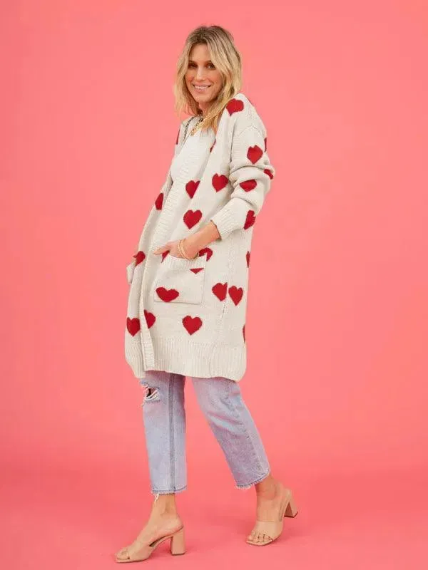 Lovey Knitted Mid-Length Cardigan Sweater