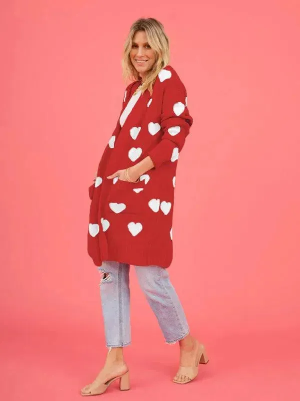 Lovey Knitted Mid-Length Cardigan Sweater