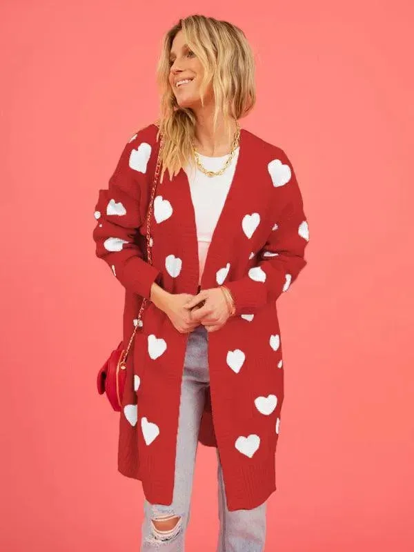 Lovey Knitted Mid-Length Cardigan Sweater