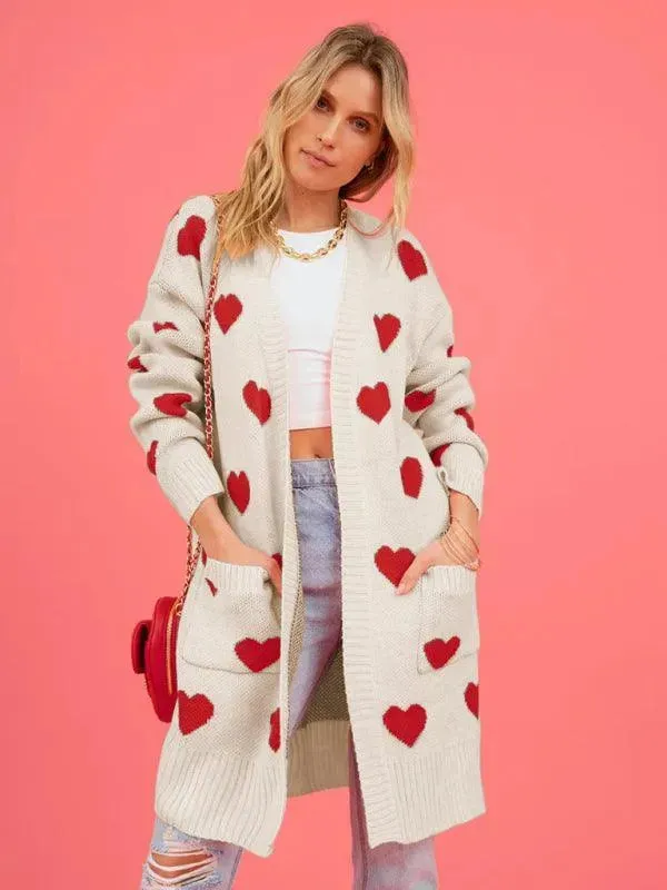 Lovey Knitted Mid-Length Cardigan Sweater