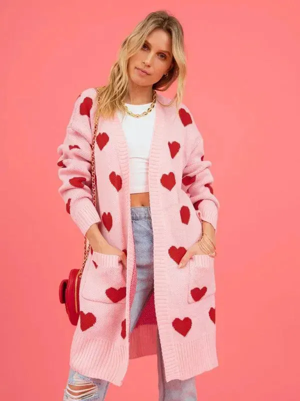Lovey Knitted Mid-Length Cardigan Sweater