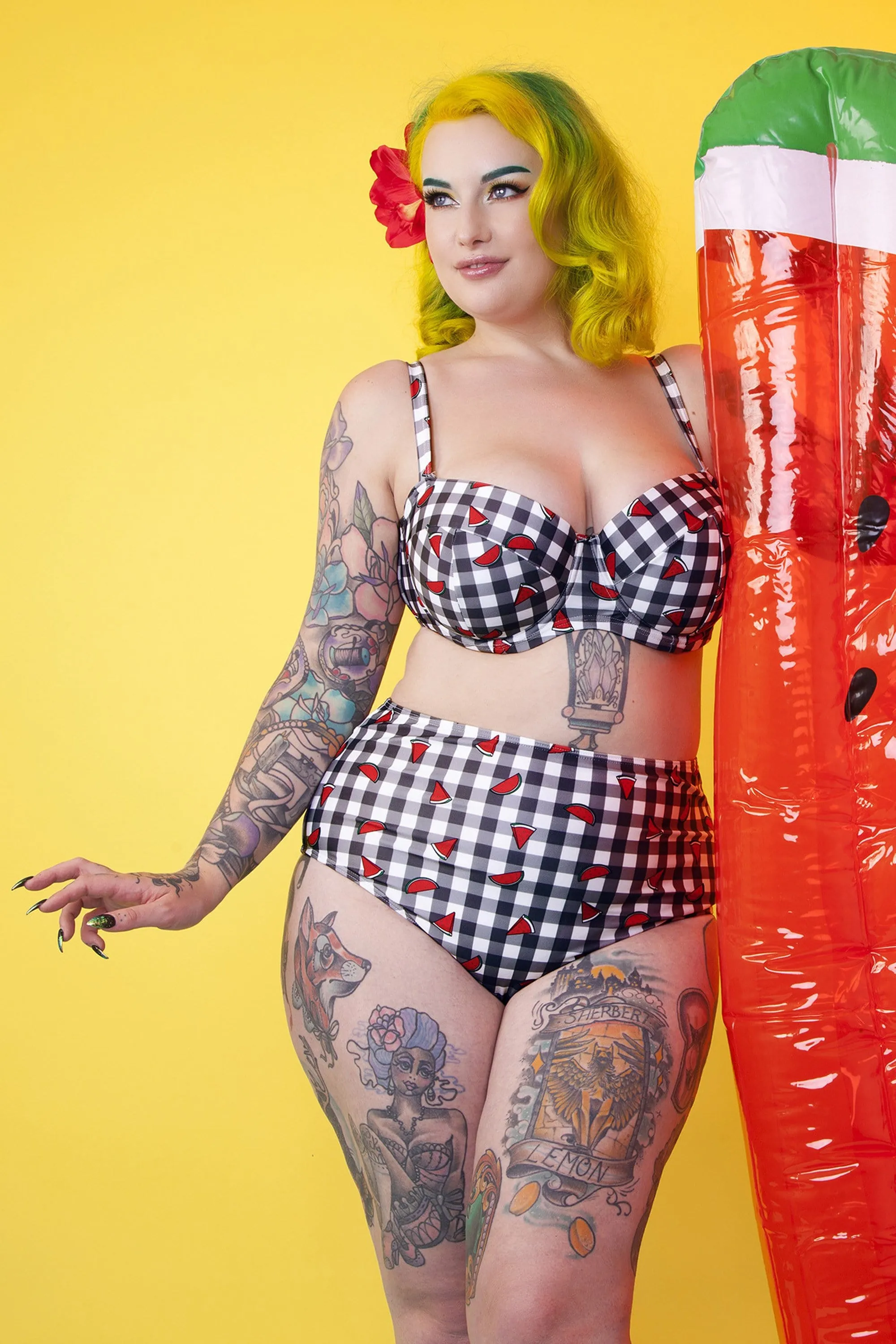 Melon Gingham Balcony top