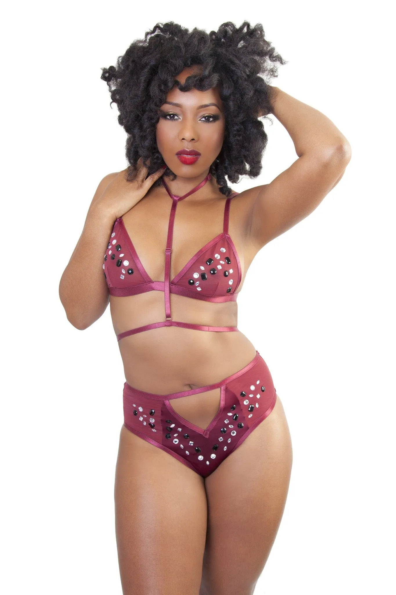 Peek & Beau - Betsy WineStudded Harness Bralette