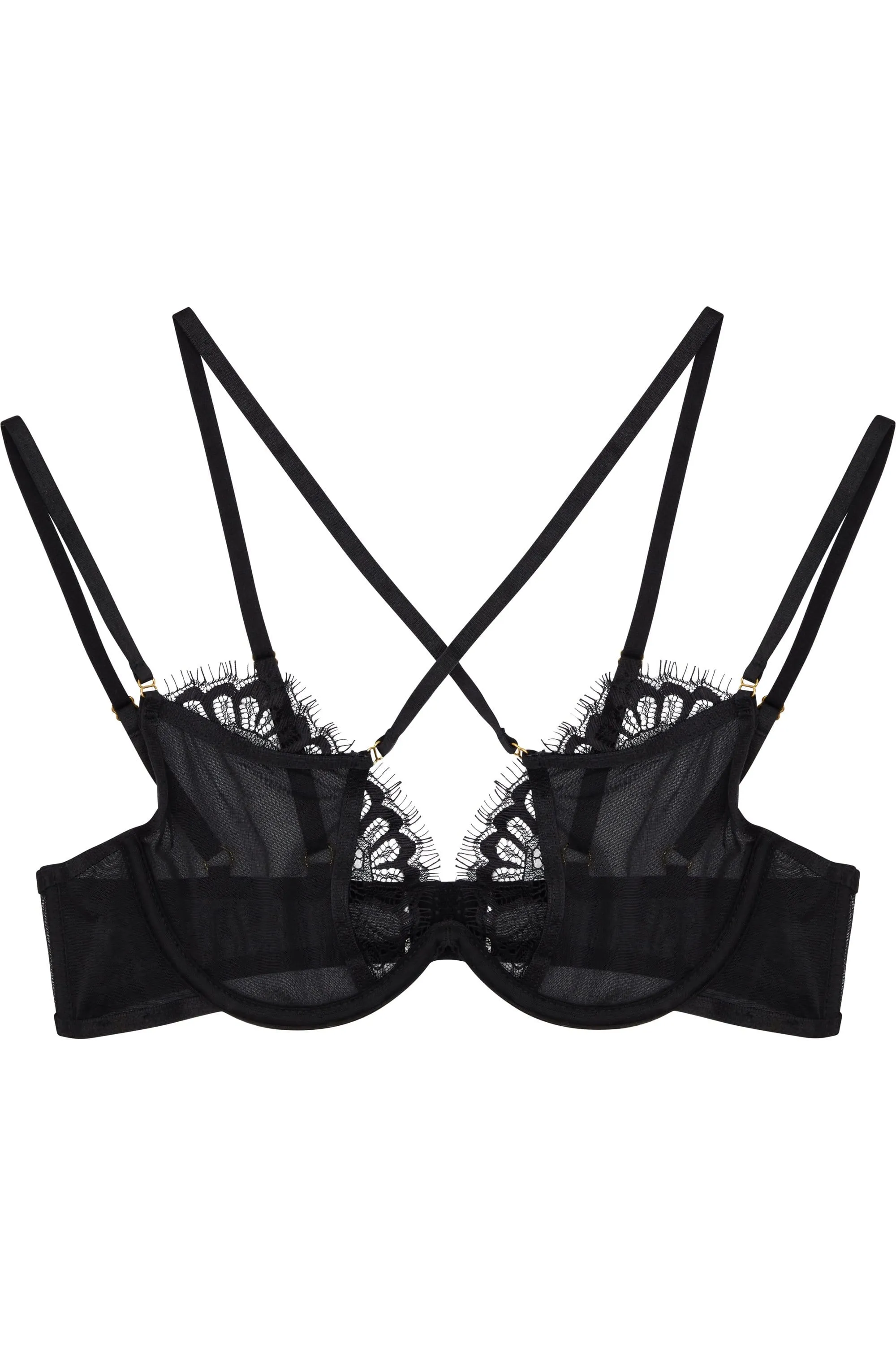 Peek & Beau Polly Black lace cross over bra A - E