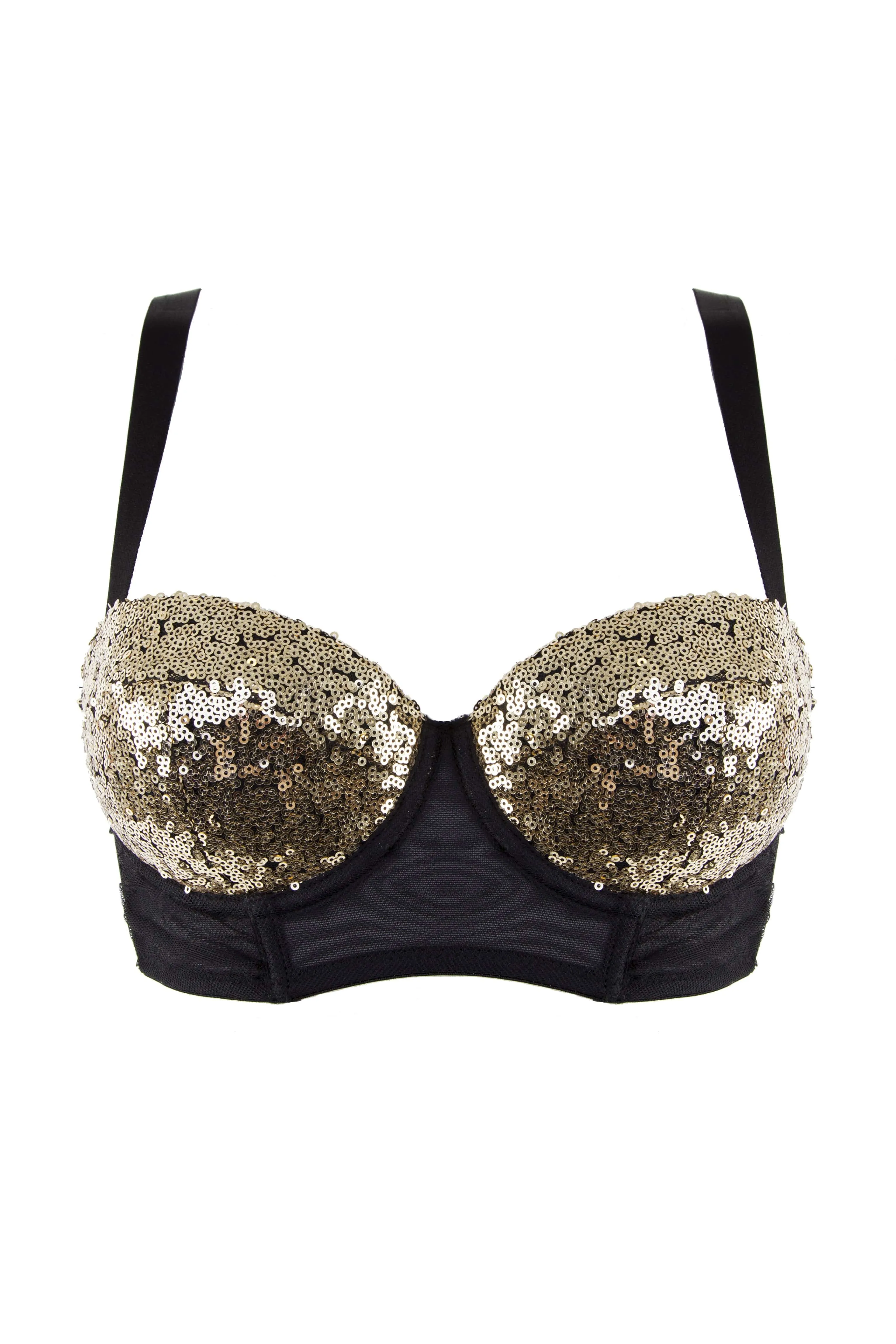 Peek & Beau - Tallulah Ruched Gold Sequin Bra Curve