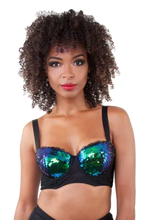 Peek & Beau - Tallulah Ruched Green Sequin Bra