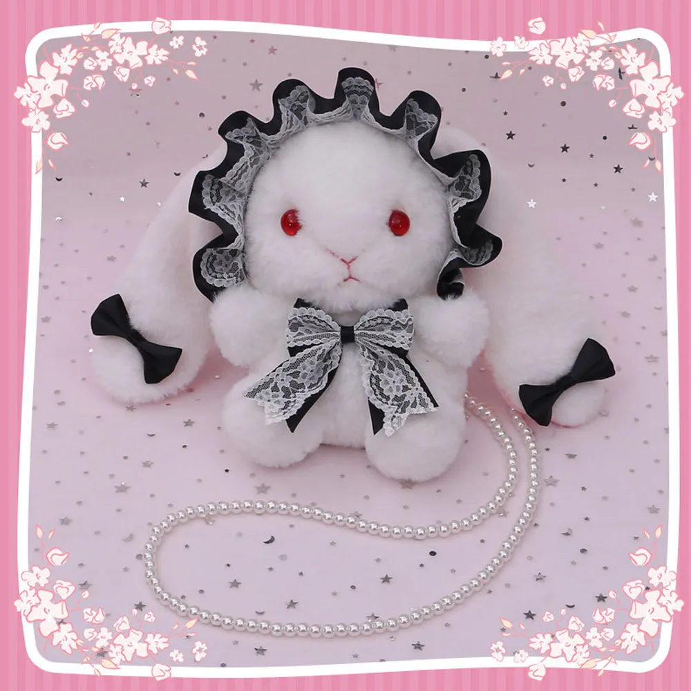 Plush Lolita Bunny Bag Crossbody Lace Bowkont Rabbit Handbag for Easter