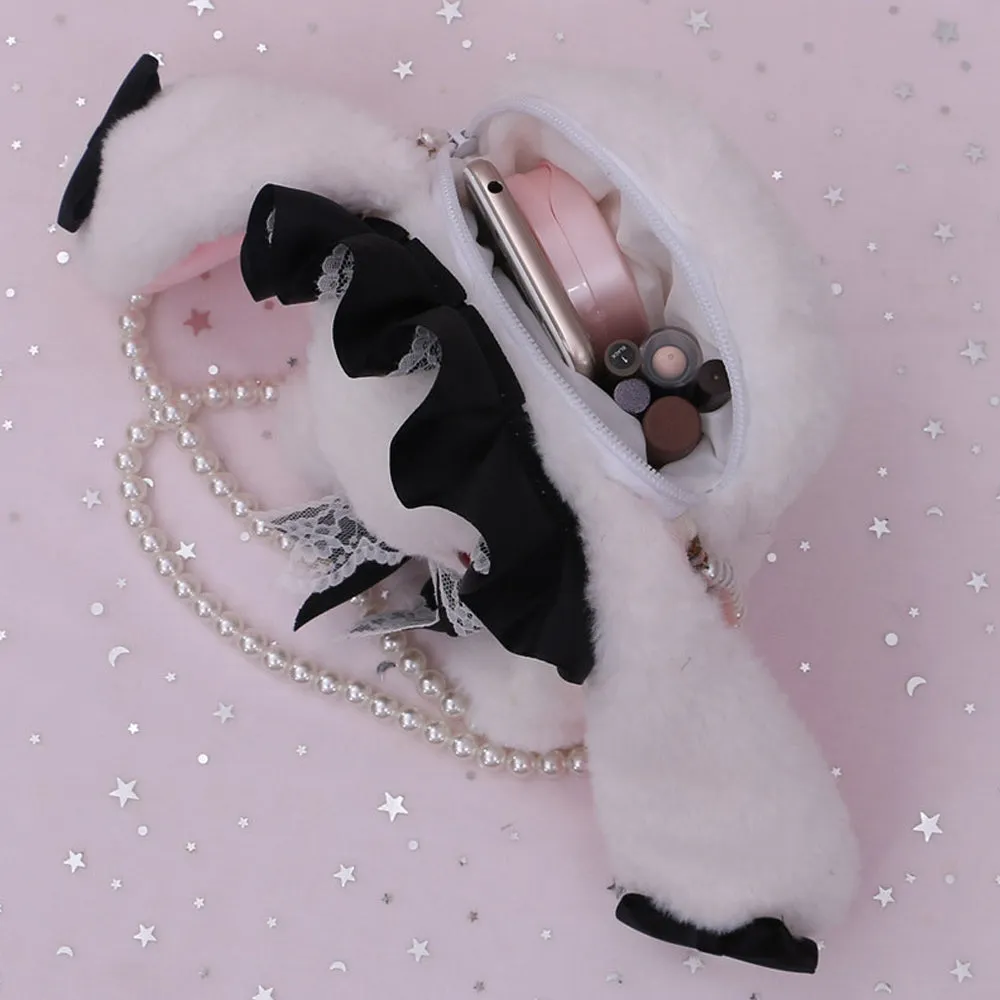 Plush Lolita Bunny Bag Crossbody Lace Bowkont Rabbit Handbag for Easter