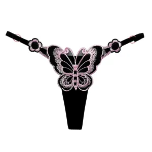 Sexy Butterfly Embroidered T-string Panty Strappy Sides Underwear