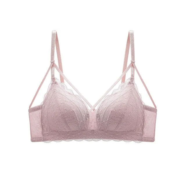 Sexy Lace Bra Set Women Push Up Bra Lingerie Set Ultra-thin Panties Wire Free Bralette Soft Brassiere Underwear Set #D
