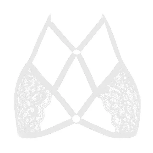Sexy Women Lace Bandage Bralette Halter Neck Strappy Bra For Lady Lingerie Top Underwear