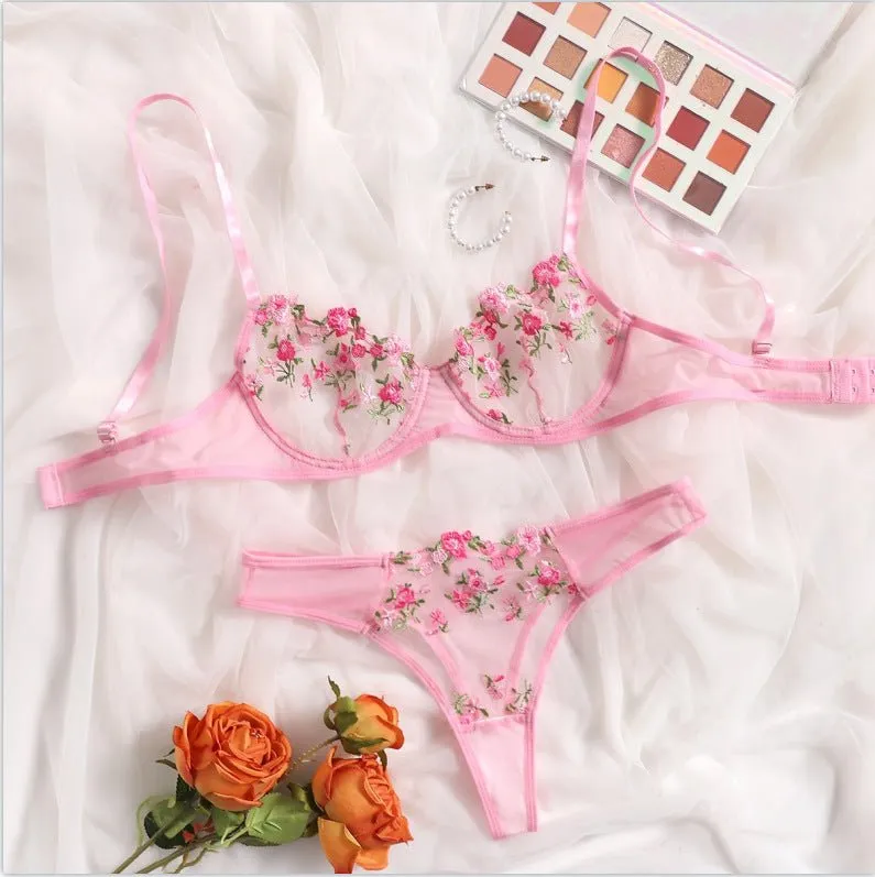 Stop & Stare Sheer Mesh Bra & Thong Lingerie