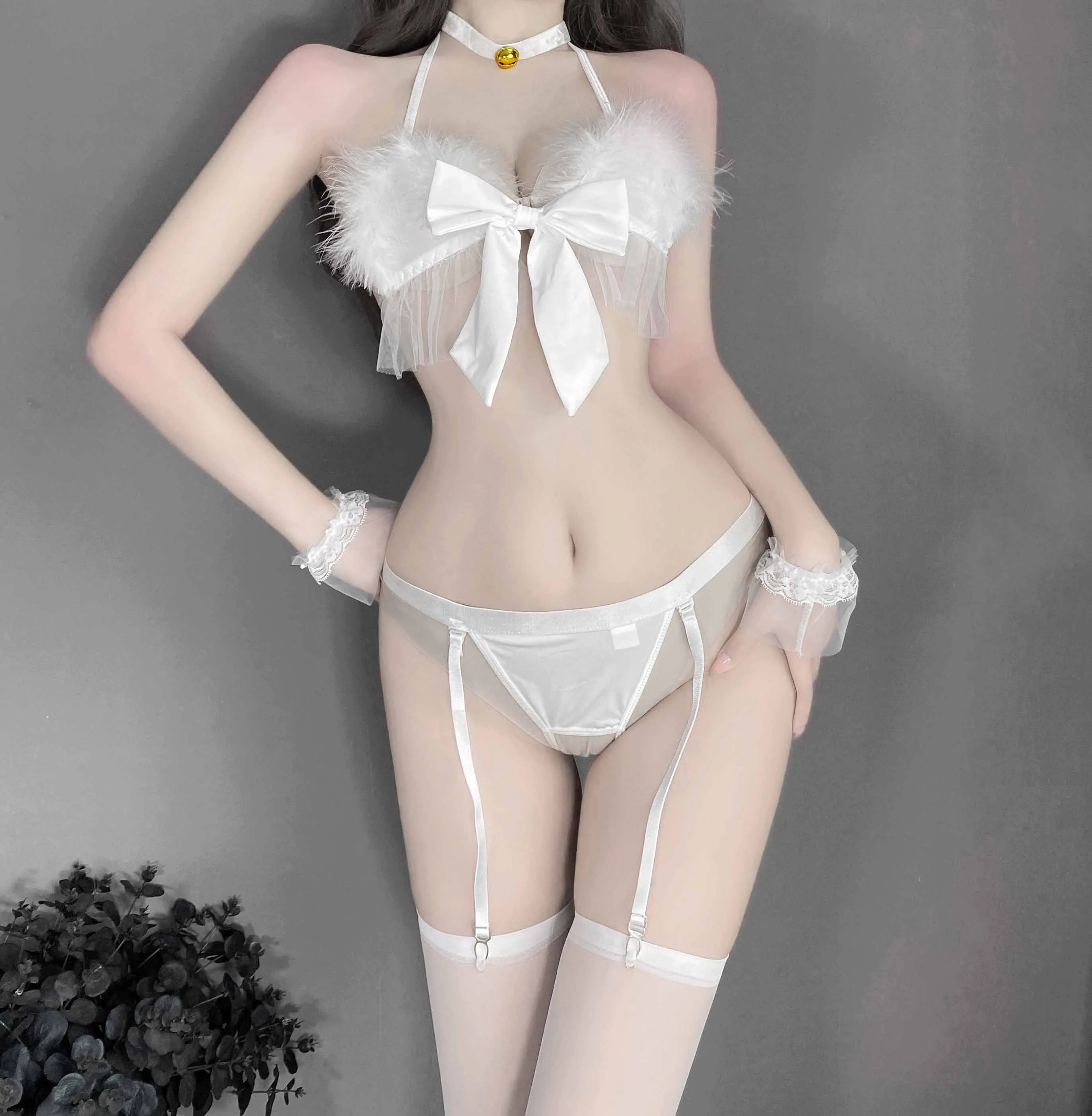 T-1014 Pure desire sexy open file three-point plush cat girl cosplay uniform temptation