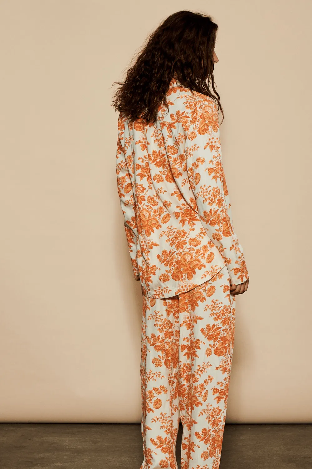 Wilda Long Sleeve Pyjama Shirt Orange