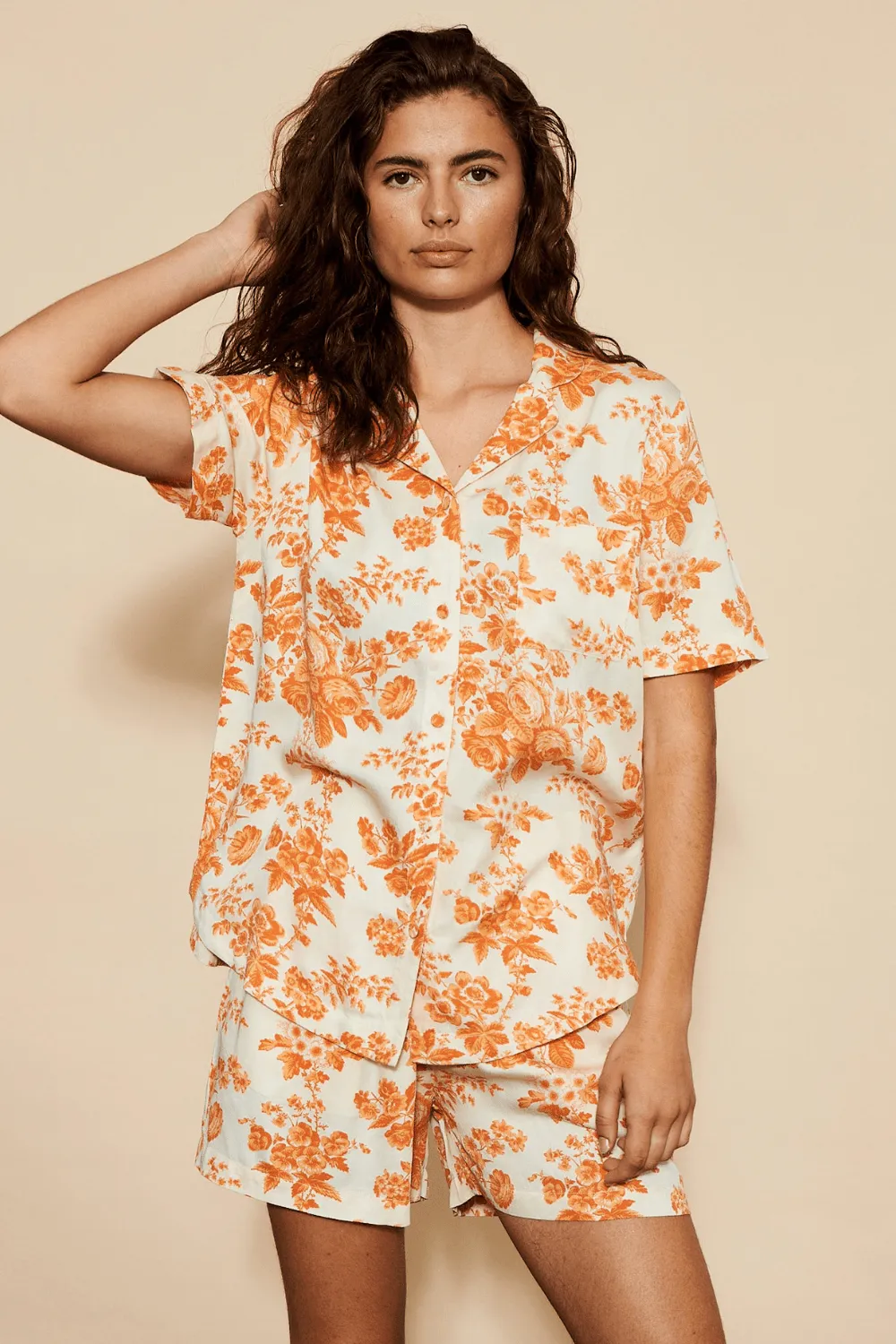 Wilda Short Sleeve Pyjama Shirt Orange
