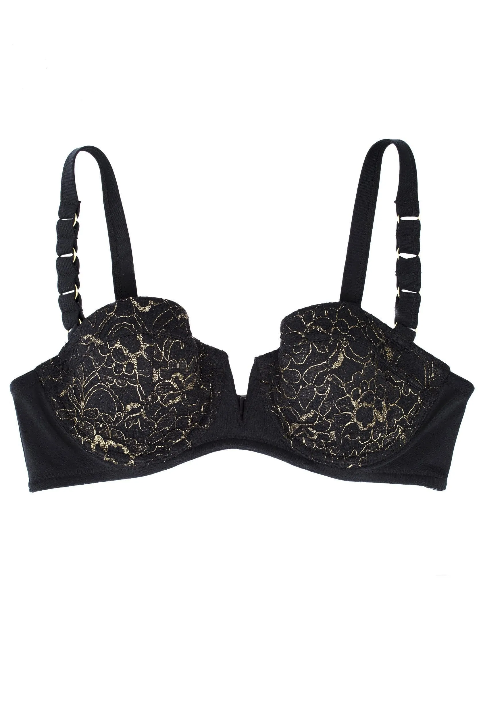 Wolf & Whistle Leah Gold lace balcony bikini top
